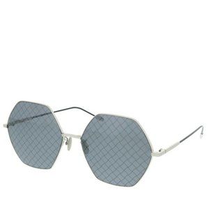 BOTTEGA VENETA SUNGLASSES BV0201S Silver with Blue Flash Lenses
